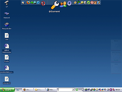 Capture d'�cran de mon bureau de travail avec la barre de t�che Y'z Dock